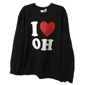 Black Unisex Crewneck Sweatshirt Size 2XL I Heart Love State of Ohio Gift